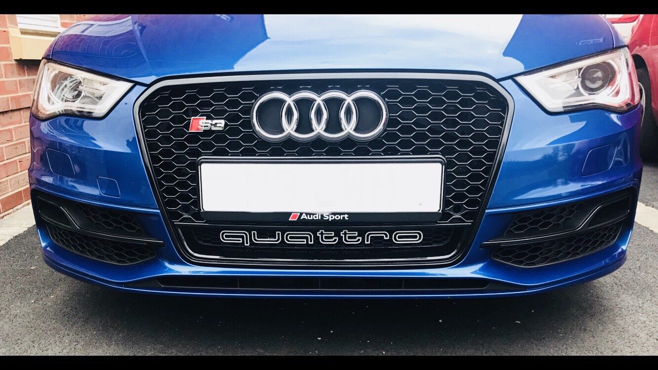Audi A3 8V RS3 Style Fog Light Grill Front Bumper Grille Gloss Black  Edition #2 aeroarcade.in