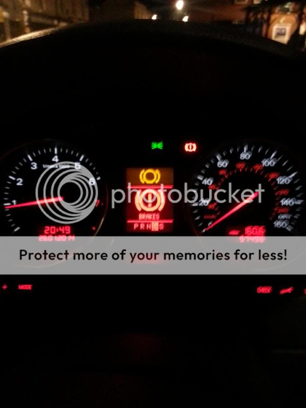 A4 Red "BRAKES" and Yellow "Brake Pad" warning light. | Audi-Sport.net